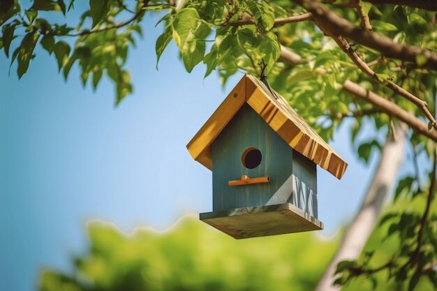 Maison d'oiseau colorée à l'extérieur